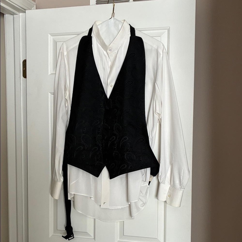 Black Paisley Vest with White Shirt